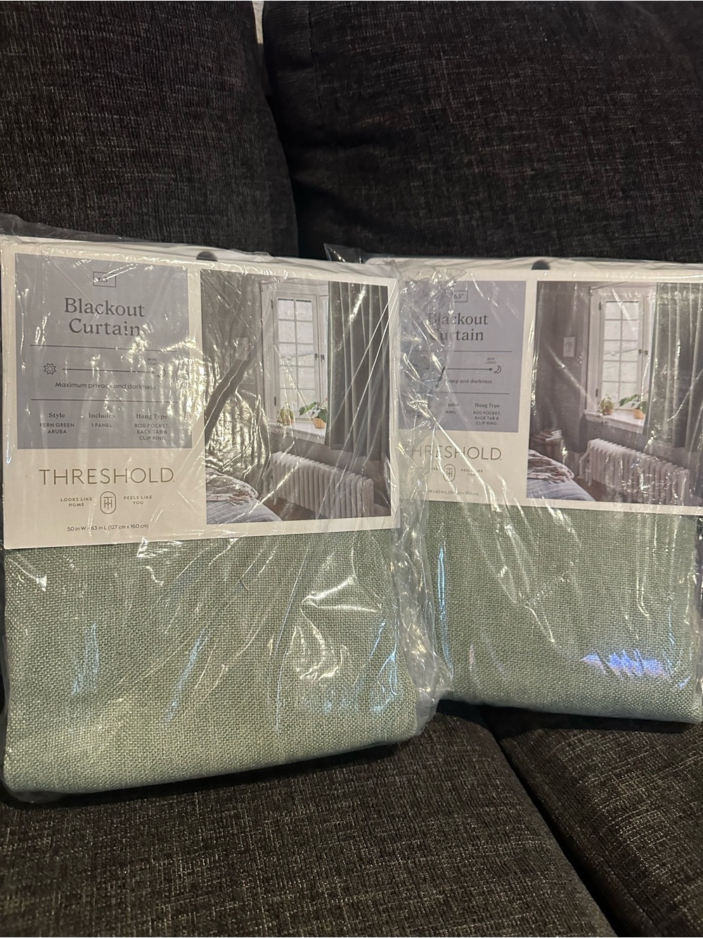 Threshold Blackout Curtain Pair in fern Green
